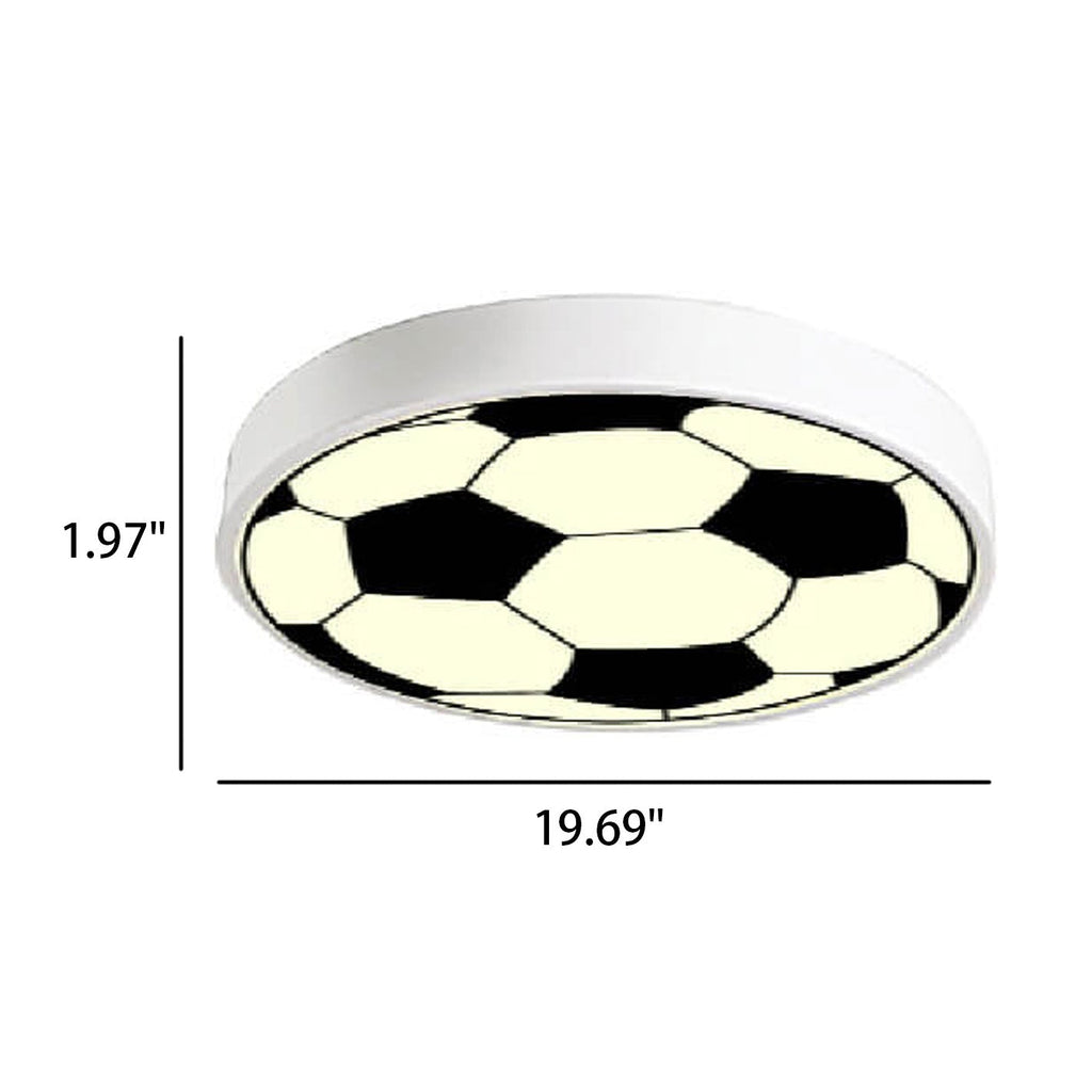 Cartoon Creative Round Football LED Kids Flush Mount Ceiling Light, Sports Room Decor, Children's Bedroom Lighting, Playroom Fixture, Modern Kids Ceiling Lamp, Fun Football Theme Light, Energy Efficient LED Illumination, Cute Kids Room Accessory