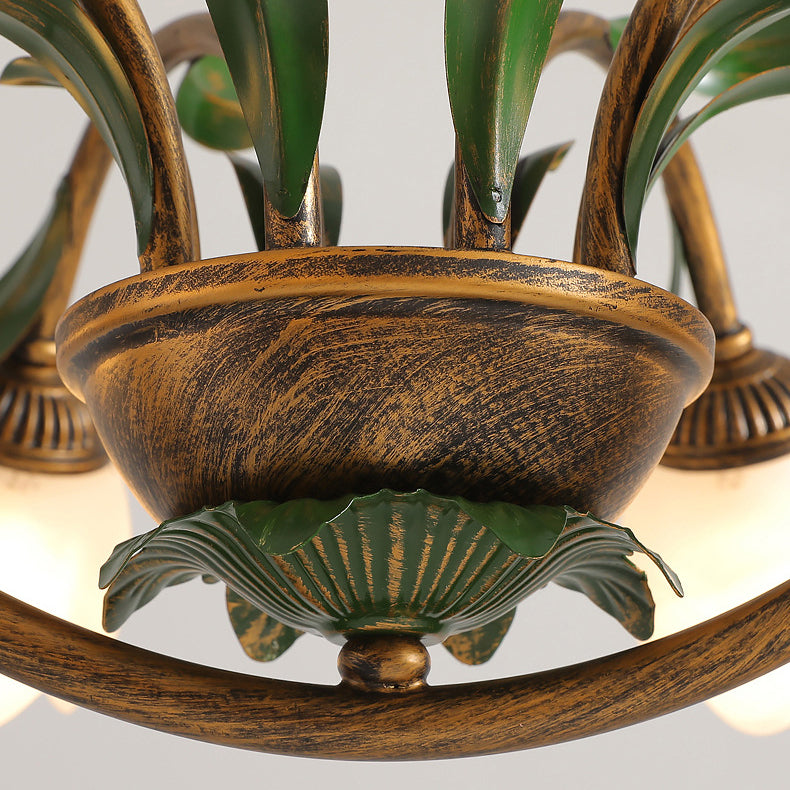 Modern Art Deco Iron Lacquered 6/8-Light Chandelier with Tulip Glass Crystal Shade for Living Room
