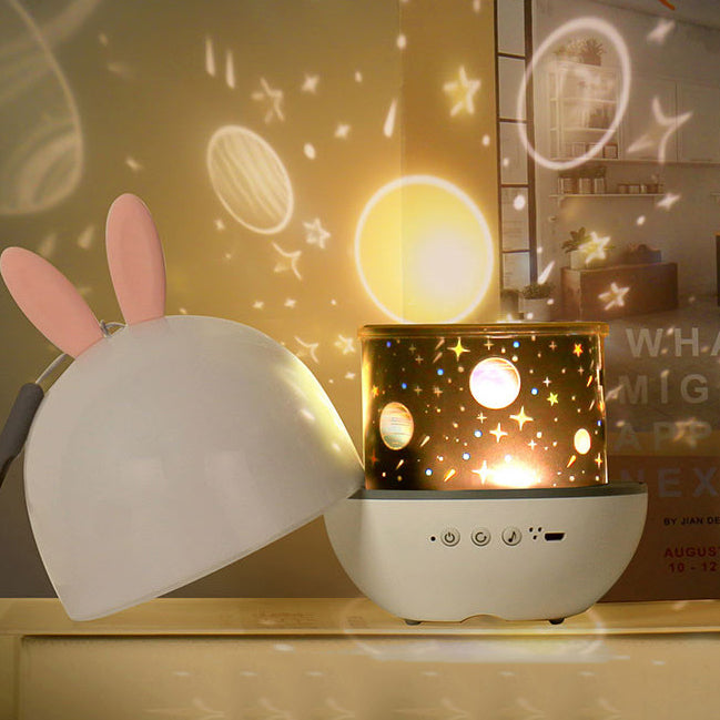 Contemporary Round Rabbit Deer ABS LED Table Lamp for Kids Bedroom Nightlight, Cute Animal Design for Nursery, Eco-Friendly Lighting, Adjustable Brightness, Perfect Birthday Gift for Children