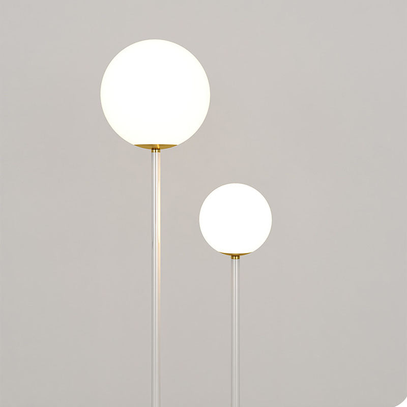 Modern Minimalist 2-Light Round Ball Iron Glass Floor Lamp for Bedroom
