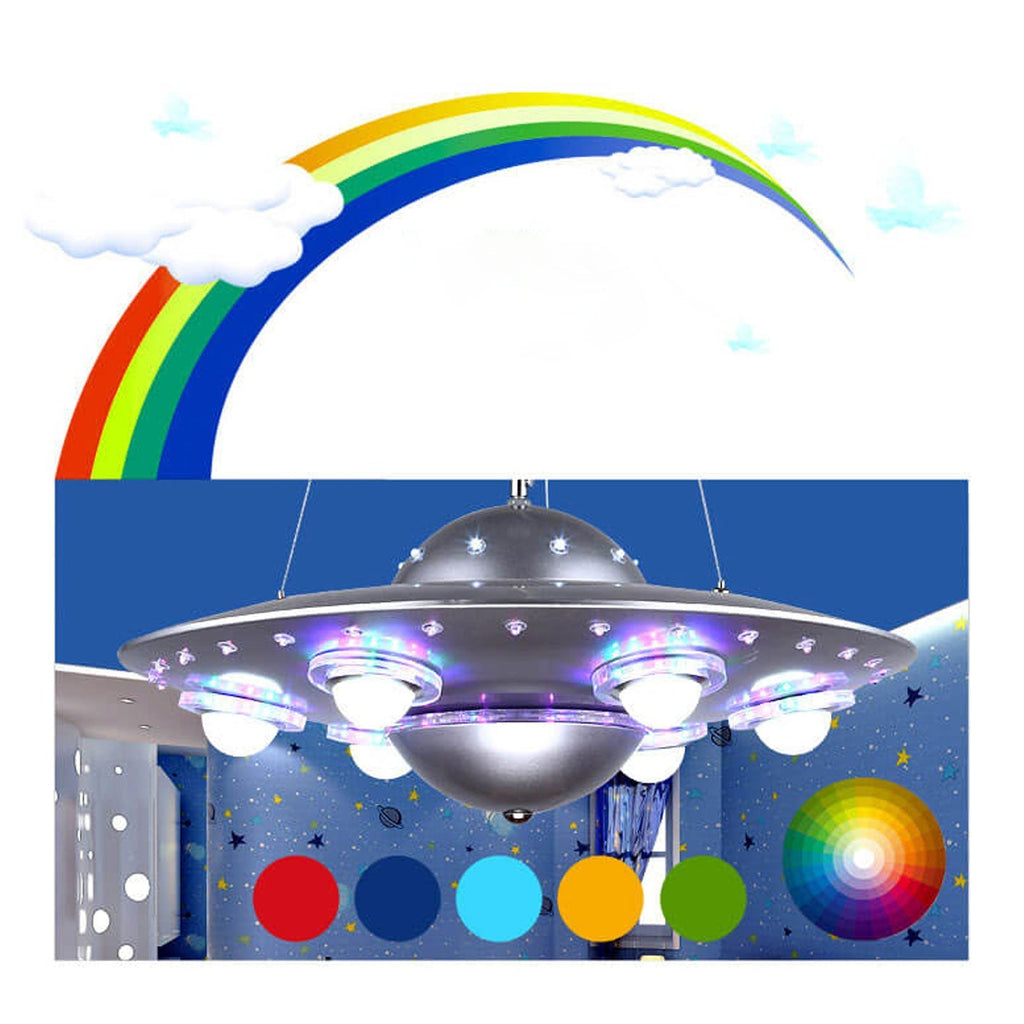 Creative Cartoon UFO Flying Saucer LED Chandelier for Kids Room Lighting
