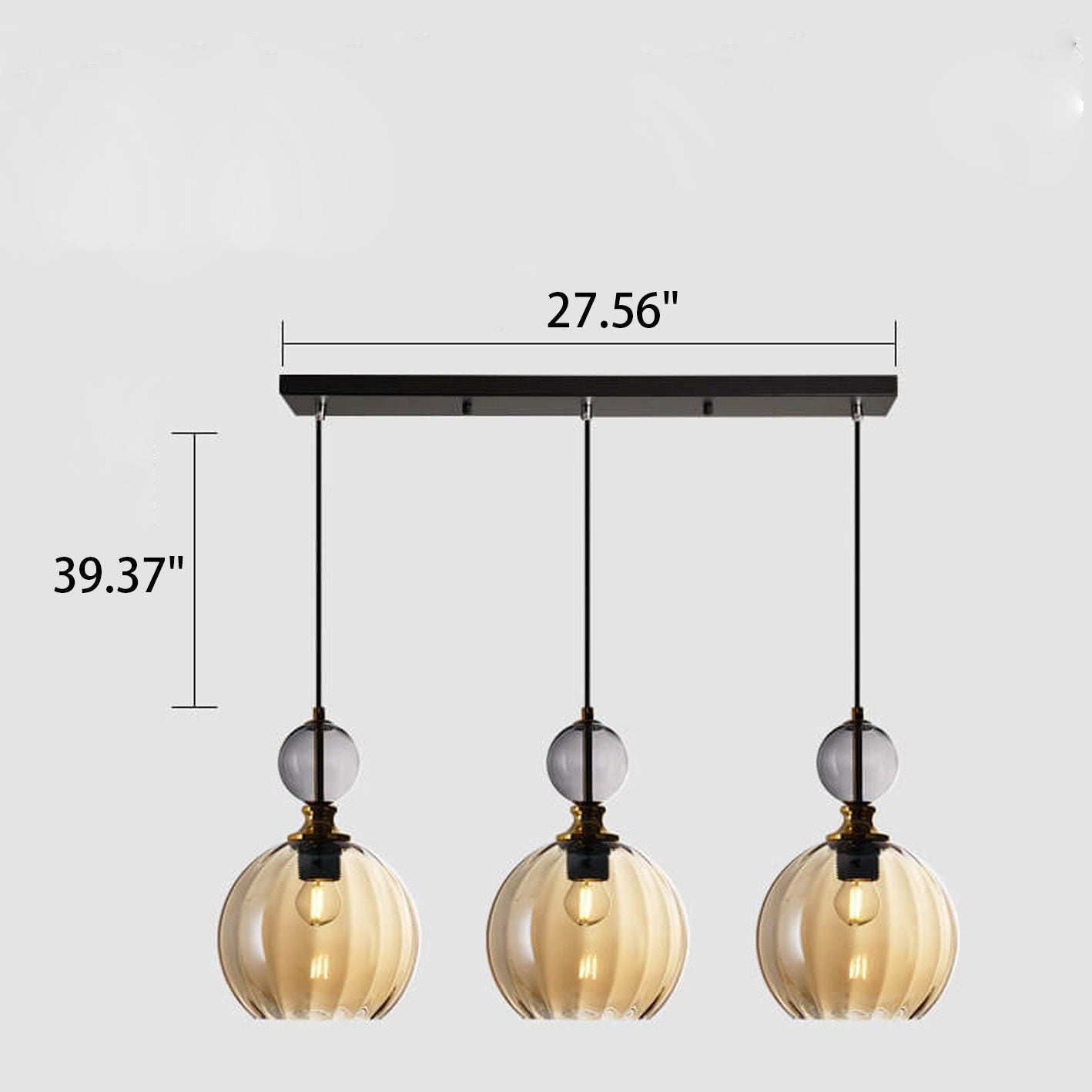 Danish Creative Stripes Round Glass 1/3 Light Chandelier - Modern Lighting Fixture, Unique Design, Home Décor, Elegant Illumination
