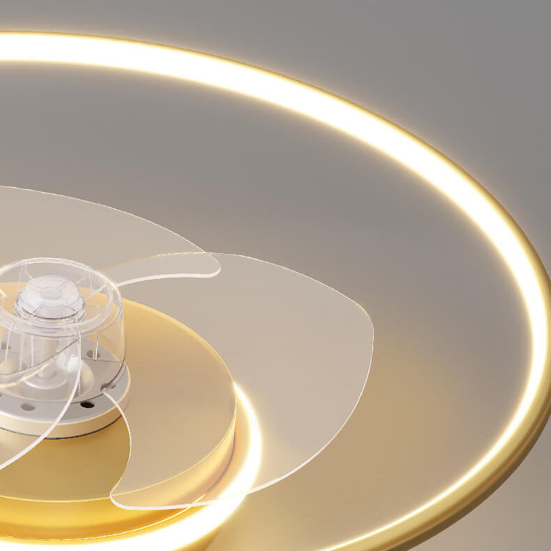 Minimalist Round LED Flush Mount Ceiling Fan Light - Luxury Invisible Design