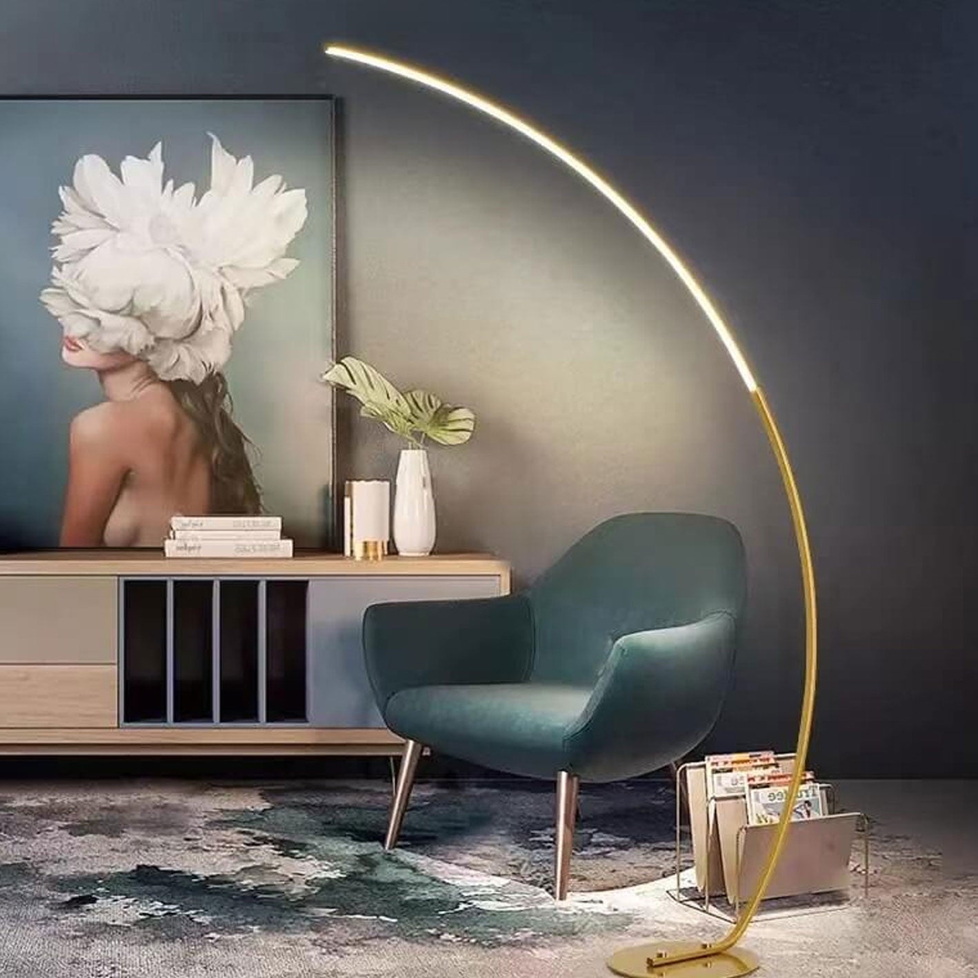 Minimalist Curved Line LED Aluminum Floor Lamp