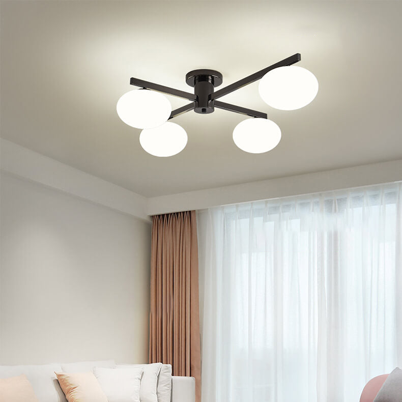 Nordic Light Luxury Glass Ball Semi-Flush Mount Ceiling Light - 3/4/5 Lights