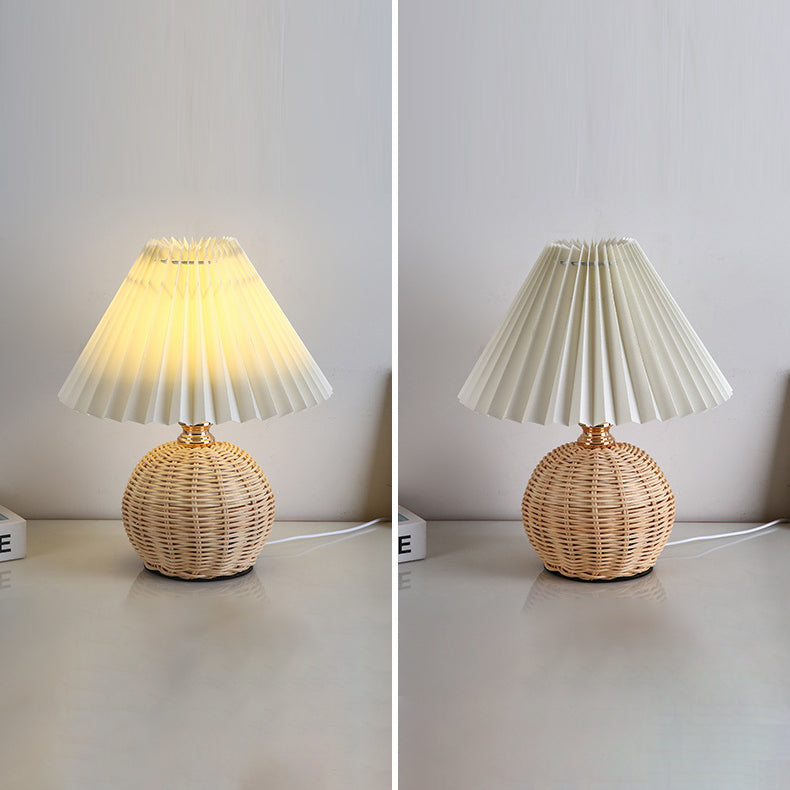 Contemporary Nordic Rattan LED Table Lamp - Pleated Conic Design for Bedroom

Enhance your bedroom décor with this stylish contemporary Nordic rattan fabric pleated conic ball LED table lamp. Featuring a unique pleated design, this lamp combines modern ae