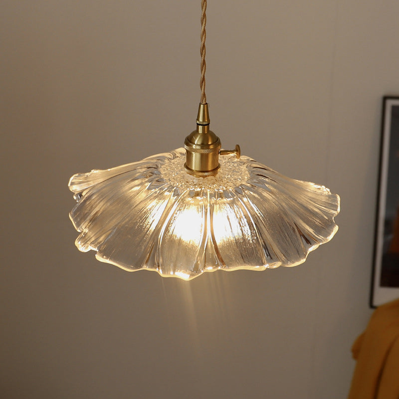 Vintage Lotus Leaf Brass Pendant Light - 1-Light Fixture for Living Room