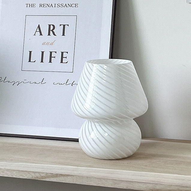 Modern Minimalist Striped Mushroom Glass Table Lamp 1-Light