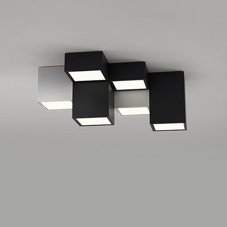 Modern Minimalist Cube LED Flush Mount Ceiling Light for Living Room