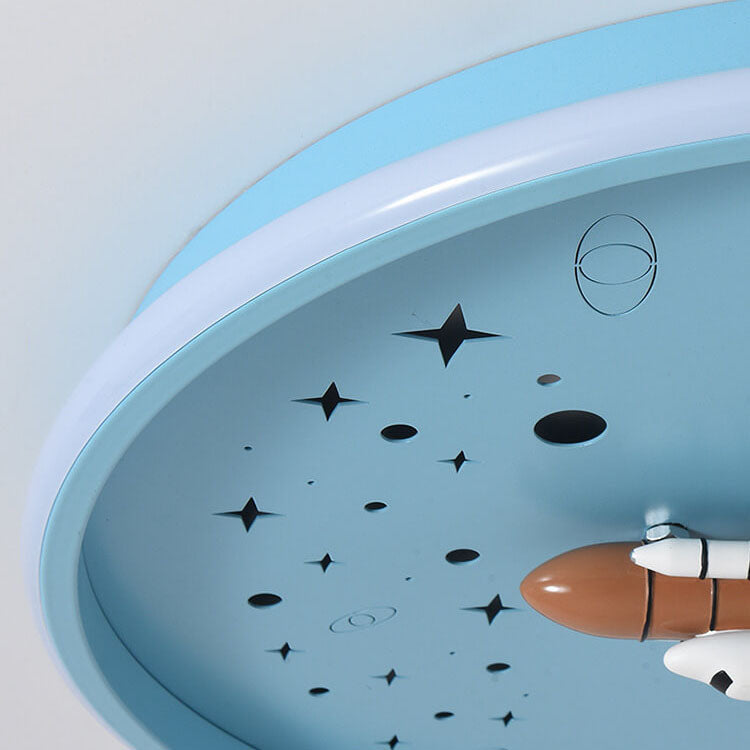 Modern Creative Cartoon Rocket Round LED Kids Flush Mount Ceiling Light - Kids Room Lighting, Cartoon Rocket Design, Flush Mount Ceiling Fixture, Energy-Efficient LED, Nursery Ceiling Light, Playroom Decor, Fun and Whimsical Lighting, Space Theme Room, Ch