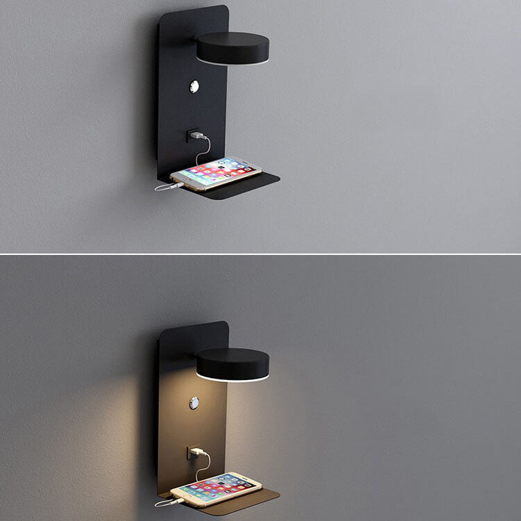 Modern Iron Square LED Wall Sconce - USB Rechargeable Lamp