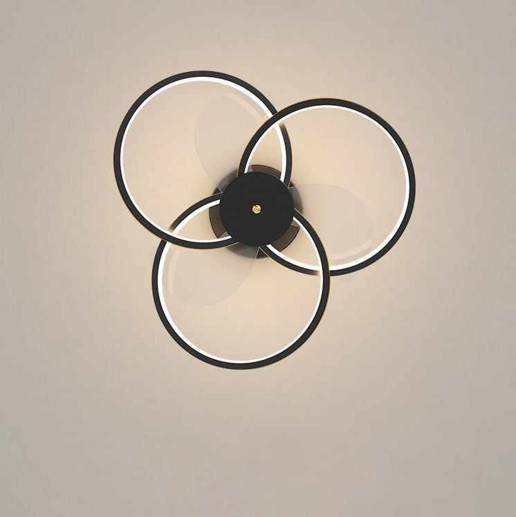 Luxury Acrylic Three Rings LED Flush Mount Fan Light Design