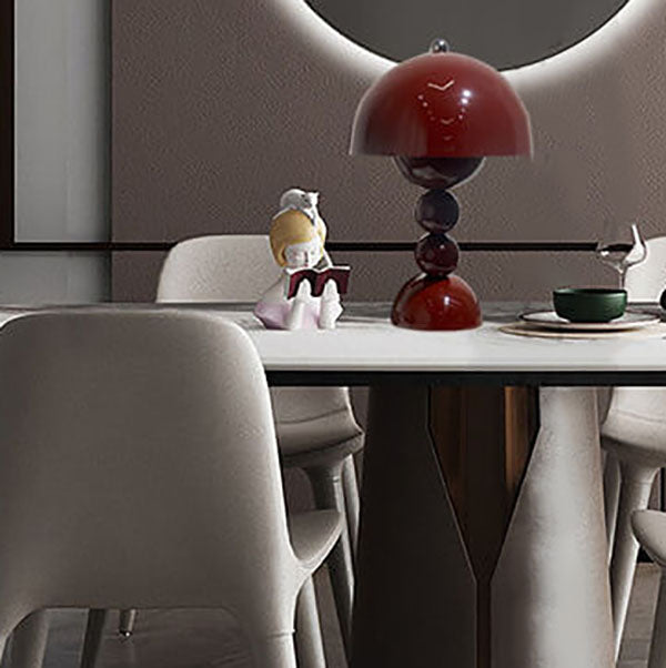 Contemporary Nordic Metal Mushroom Round Pod 1-Light Table Lamp for Bedroom Stylish Modern Lighting Fixture Nightstand Illuminated Decor Home Office Ambient Light Scandinavian Design Unique Table Lamp