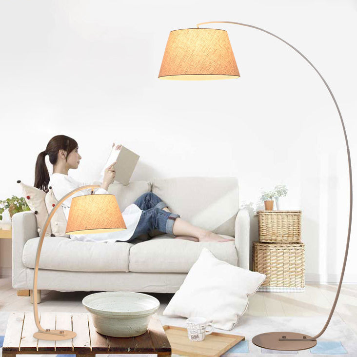 Modern Light Luxury Wrought Iron Curved Cylinder Floor Lamp - 1-Light Stand