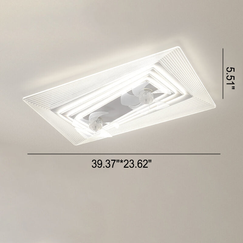 Modern Light Luxury Geometric LED Flush Mount Ceiling Fan Light