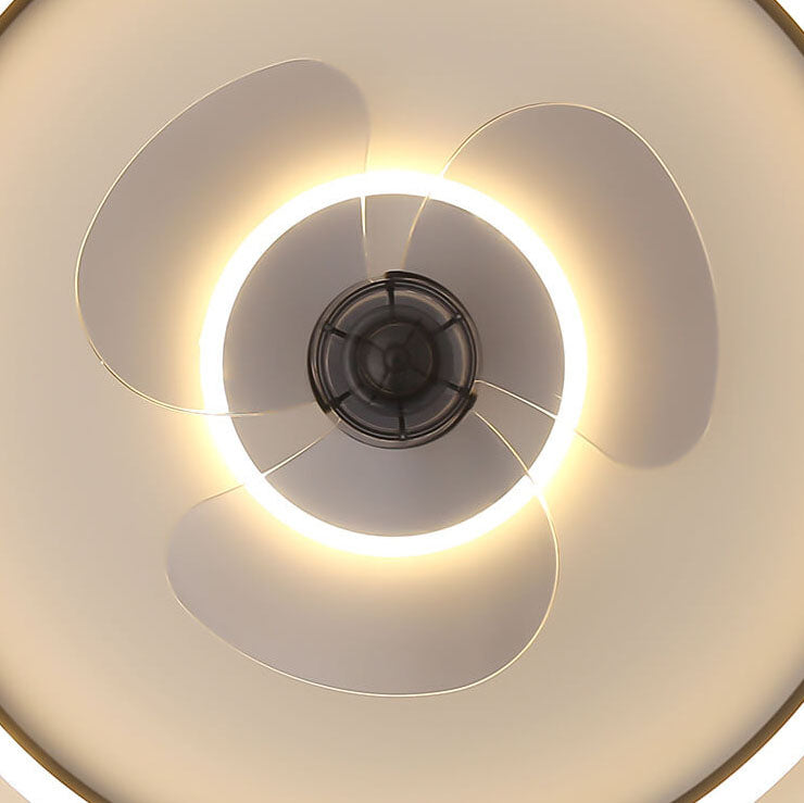 Contemporary Nordic Round LED Flush Mount Ceiling Fan Light for Living Room & Bedroom