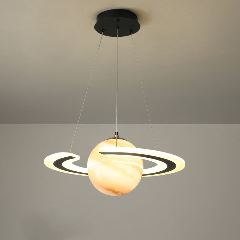 Modern Creative Space Planet Circle Kids LED Chandelier, Stylish Children's Room Lighting, Adjustable Fixtures for Playroom, Solar System Design, Fun Bedroom Decor, Colorful LED Ceiling Light, Unique Kids' Lighting, Contemporary Planetary Chandelier, Eye-