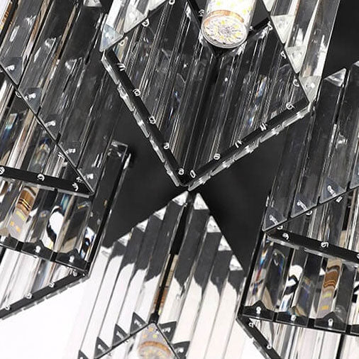 Modern Luxury Diamond Shaped Iron Crystal Semi-Flush Mount Ceiling Light - 3/4/5/6 Light Fixture