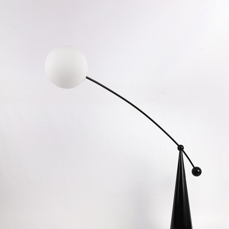 Contemporary Tapered Base Fishing Rod Floor Lamp - 1-Light Iron & Glass Design for Living Room