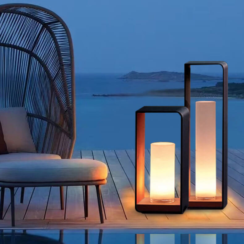 Modern Minimalist Square Frame Stainless Steel LED Landscape Light - Waterproof Acrylic Outdoor Patio Lighting