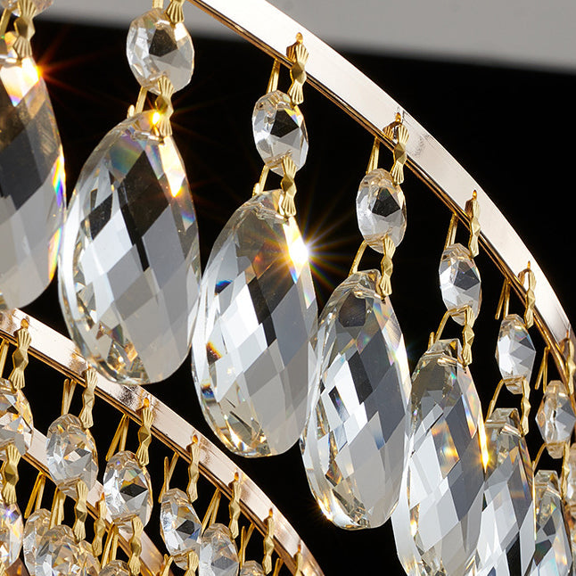 Modern Luxury Circle Iron Crystal Flush Mount Ceiling Light for Living Room - 4/6/8/10 Lights