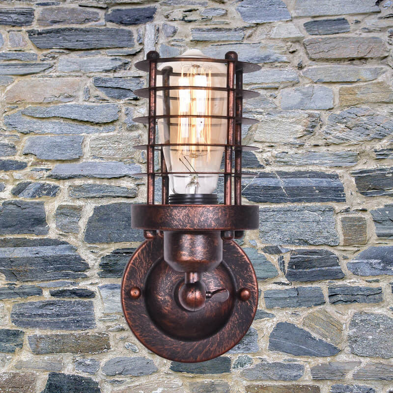 Northern Retro Industrial Wrought Iron Wall Sconce Lamp - 1-Light Fixture for Rustic Home Decor