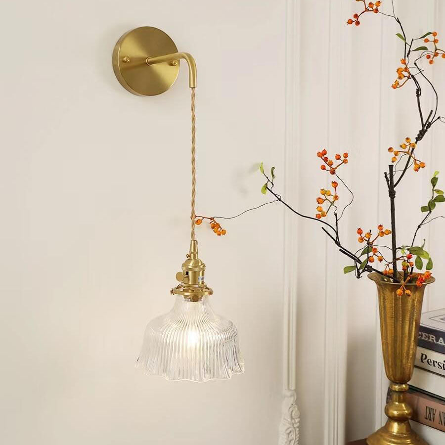 Nordic Minimalist Copper Glass Wall Sconce Lamp