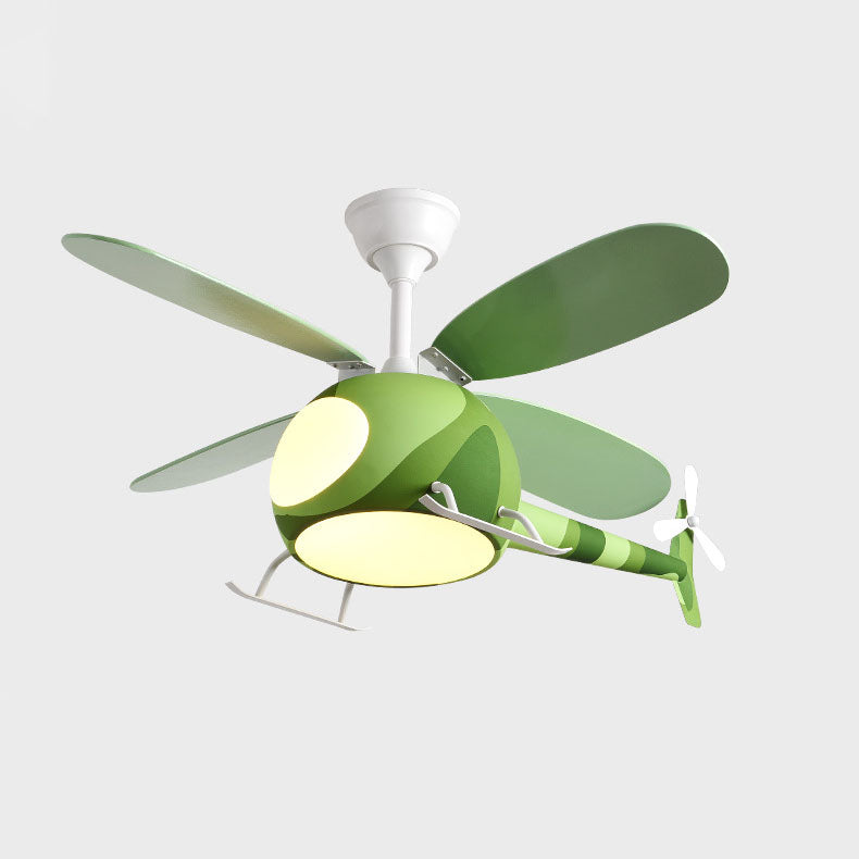Contemporary Iron Cartoon Planes LED Ceiling Fan Light for Bedroom