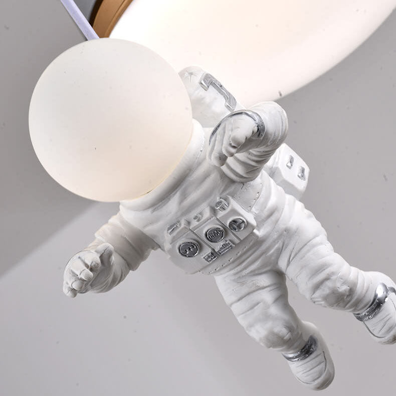 Creative Simplicity Spaceman Astronaut LED Kids Flush Mount Ceiling Light, Children’s Space Theme Lighting, Astronaut Bedroom Light Fixture, Nursery Decor, Kids Room LED Ceiling Lamp, Modern Space Adventure Light, Unique Space Explorer Ceiling Light for K