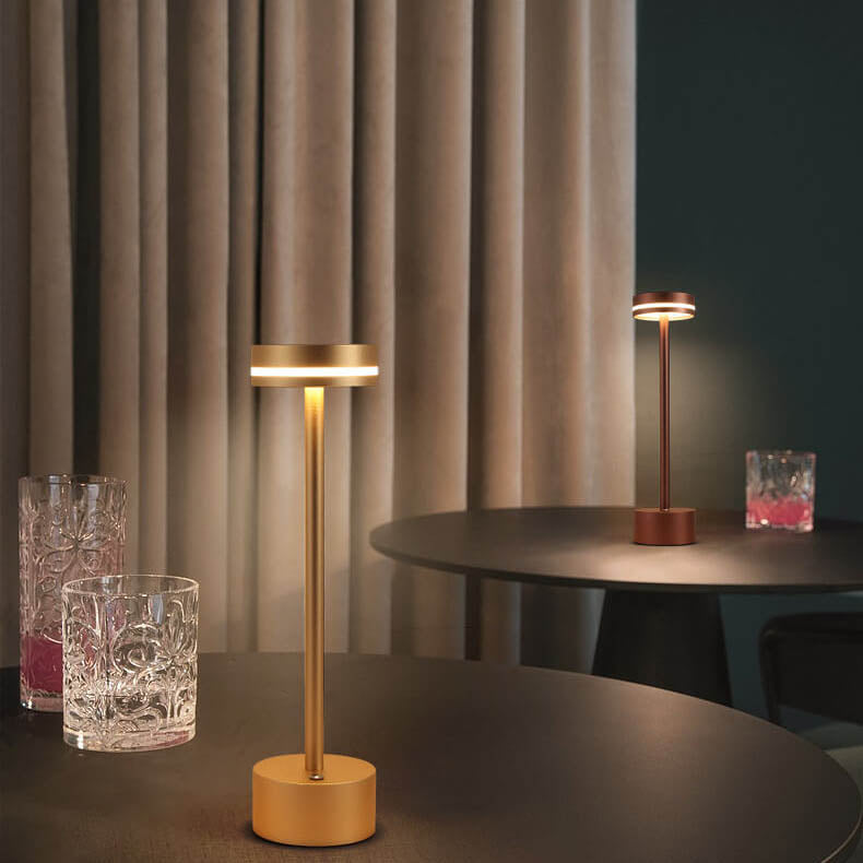 Modern Minimalist USB LED Table Lamp - Cylindrical Metal & Acrylic Design