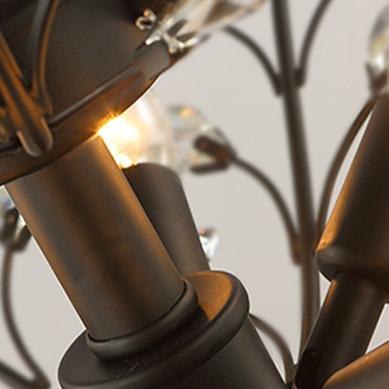 Traditional European Iron Crystal Semi-Flush Mount Ceiling Light - 4/5/6 Lights for Living Room