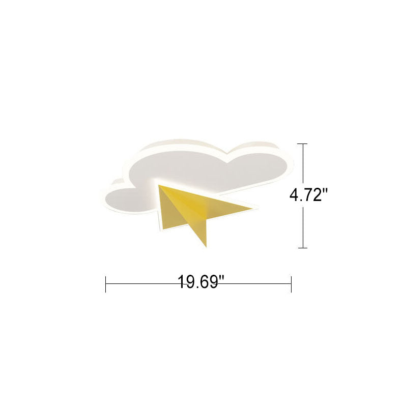 Creative Cartoon Clouds Airplane LED Kids Flush Mount Ceiling Light for Nursery, Playroom, Modern Child's Bedroom, Unique Sky Themed Lighting, Adorable Children's Room Decor, Energy Efficient Lighting Fixture, Fun Airplane and Cloud Design, Safe for Kids