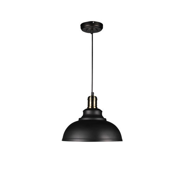 Contemporary Industrial Dome Pendant Light - Round Iron 1-Light Fixture for Living Room