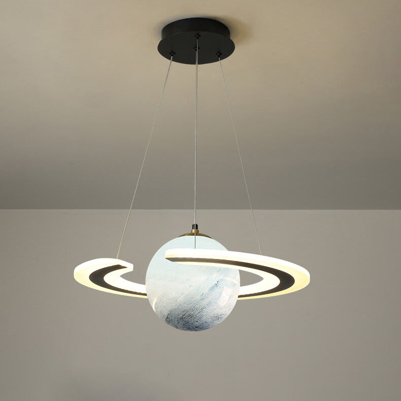 Modern Creative Space Planet Circle Kids LED Chandelier, Stylish Children's Room Lighting, Adjustable Fixtures for Playroom, Solar System Design, Fun Bedroom Decor, Colorful LED Ceiling Light, Unique Kids' Lighting, Contemporary Planetary Chandelier, Eye-