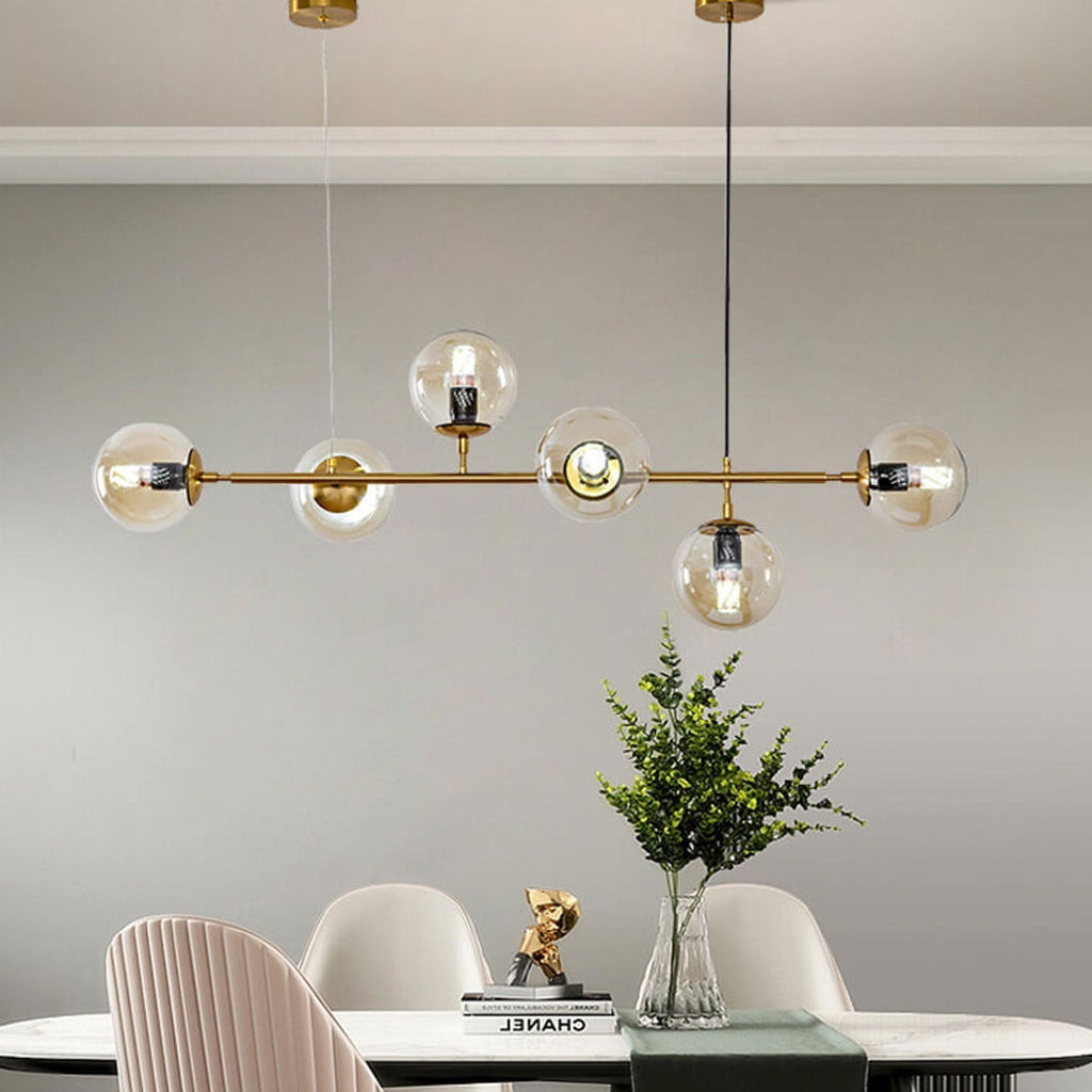 Modern Minimalist Round Globe 6-Light Chandelier - Glass Island Light Fixture