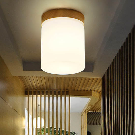 Modern Nordic Minimalist Wood Circular Square Semi-Flush Mount Ceiling Light