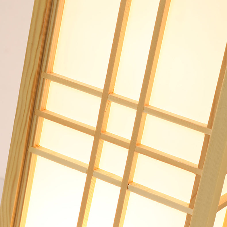 Traditional Japanese Wood Acrylic Floor Lamp - 1/2/3 Light Design for Bedroom