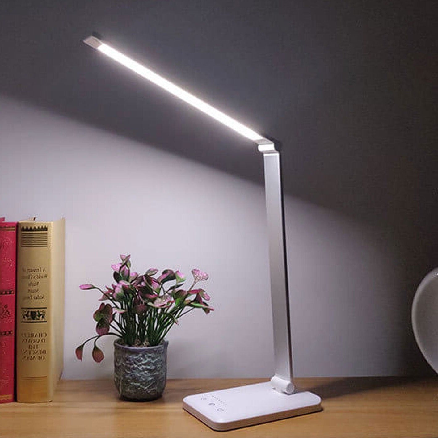 Folding Wireless Rechargeable LED Eye Protection Reading Desk Lamp with Adjustable Brightness, Touch Control, USB Charging, Modern Design for Home and Office, Portable Study Table Light