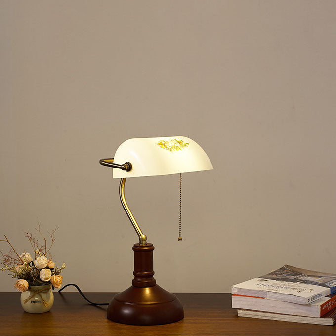 Traditional Vintage Solid Wood Glass Bank Zipper 1-Light Table Lamp for Bedroom, Rustic Desk Lamp, Stylish Nightstand Lighting, Retro Home Decor, Classic Wooden Table Lamp, Unique Bedroom Accessory, Elegant Glass Shade, Cozy Lighting Solution, Farmhouse T