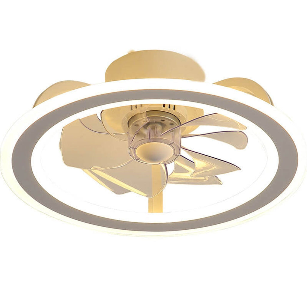 Nordic Creative Round LED Semi-Flush Mount Ceiling Fan Light Fixture