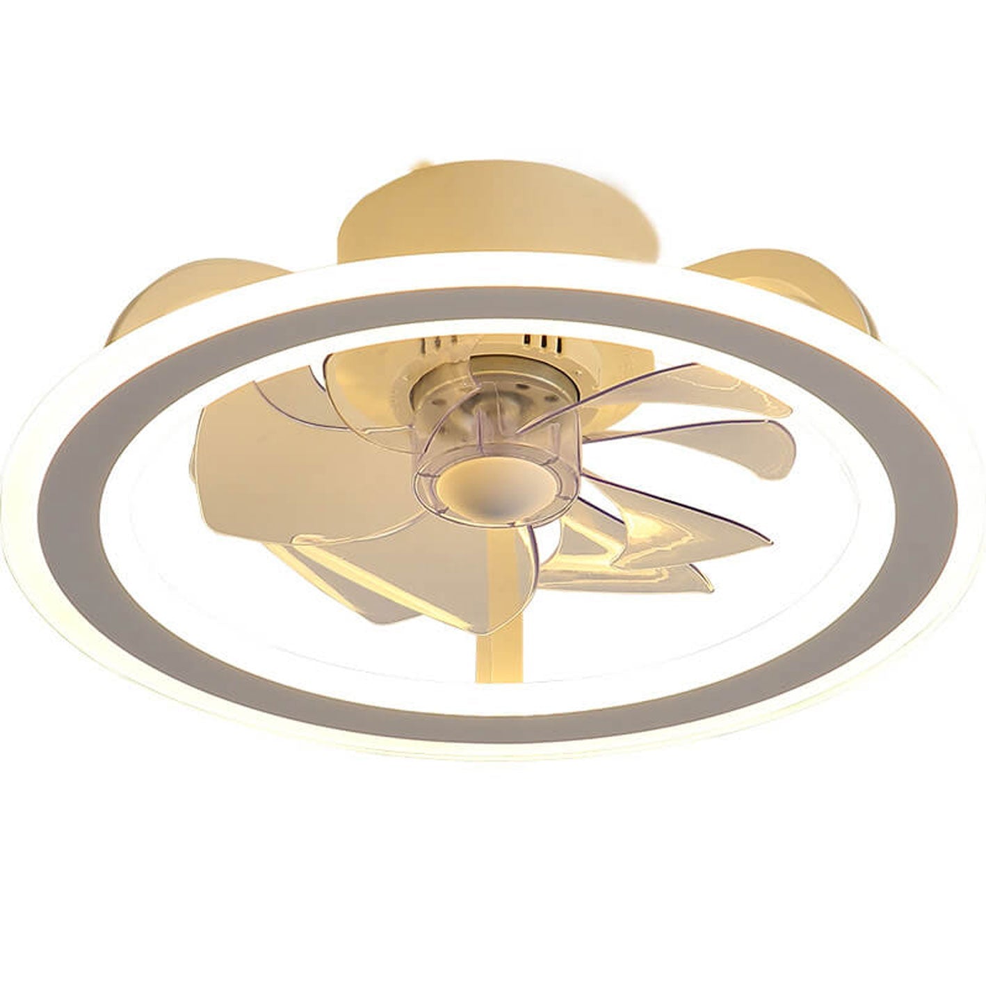 Nordic Creative Round LED Semi-Flush Mount Ceiling Fan Light Fixture