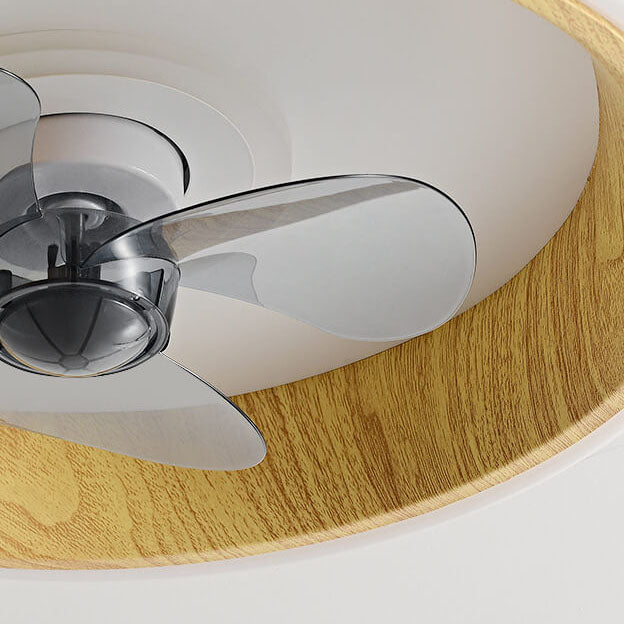 Nordic Minimalist Round Acrylic Wood Grain LED Ceiling Fan Light