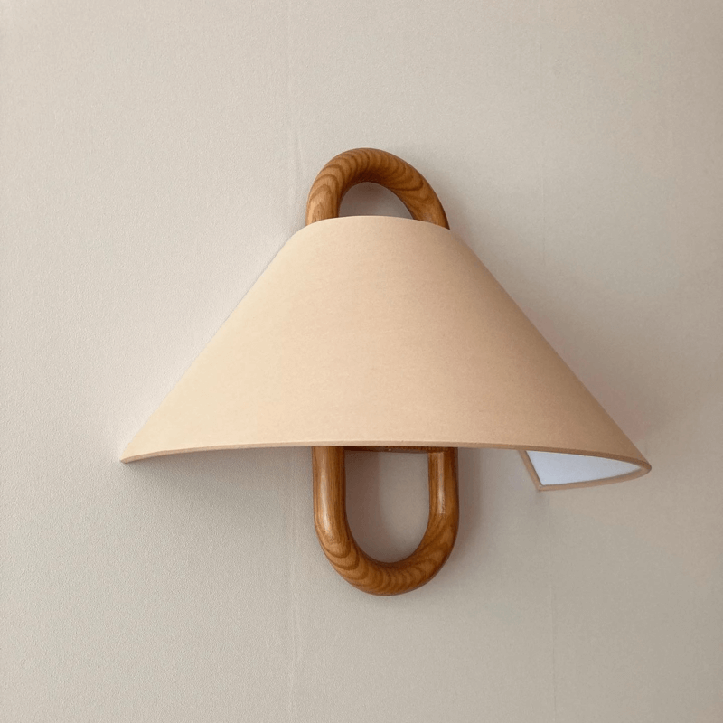 Modern Solid Wood Pleated Semi-Circle Wall Sconce - 1-Light Lamp for Stylish Decor