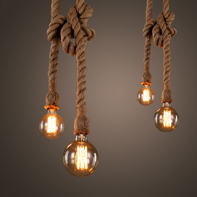 Industrial Hemp Rope Pendant Light - 1/2-Light Rustic Ceiling Fixture  

Illuminate your space with this stylish industrial hemp rope hanging pendant light. This unique 1/2-light ceiling fixture adds a rustic charm to any room, perfect for home decor enth