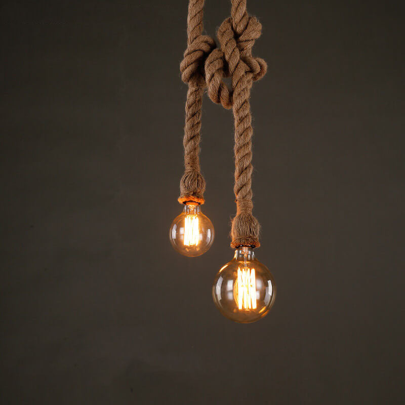 Industrial Hemp Rope Pendant Light - 1/2-Light Rustic Ceiling Fixture  

Illuminate your space with this stylish industrial hemp rope hanging pendant light. This unique 1/2-light ceiling fixture adds a rustic charm to any room, perfect for home decor enth
