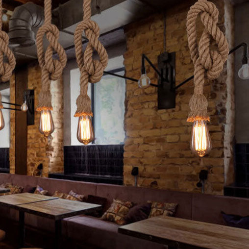 Industrial Hemp Rope Pendant Light - 1/2-Light Rustic Ceiling Fixture  

Illuminate your space with this stylish industrial hemp rope hanging pendant light. This unique 1/2-light ceiling fixture adds a rustic charm to any room, perfect for home decor enth