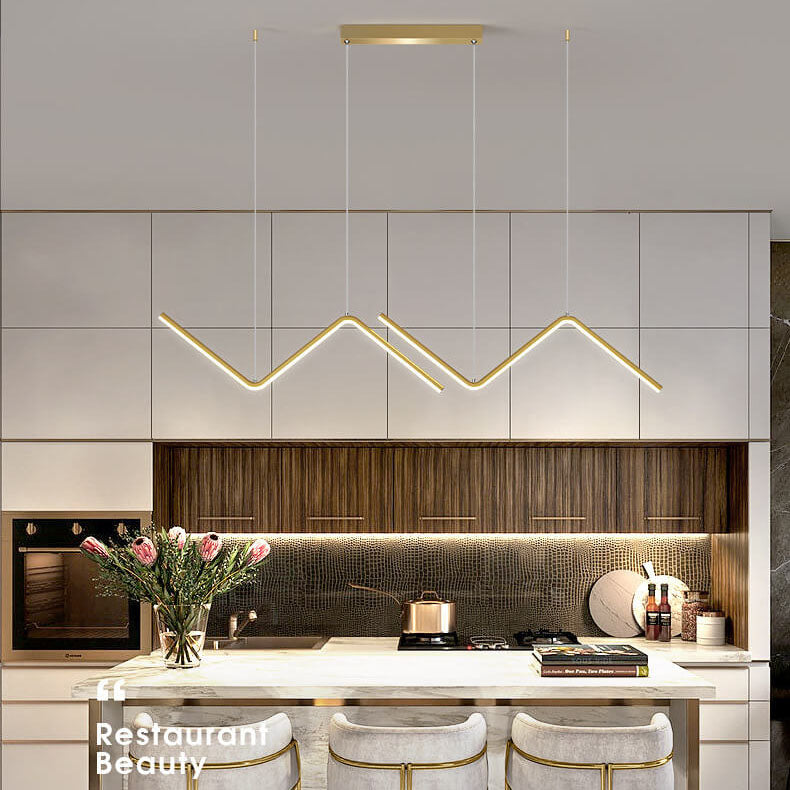 Modern Minimalist N Shaped LED Chandelier - Aluminum & Silicone for Dining Room