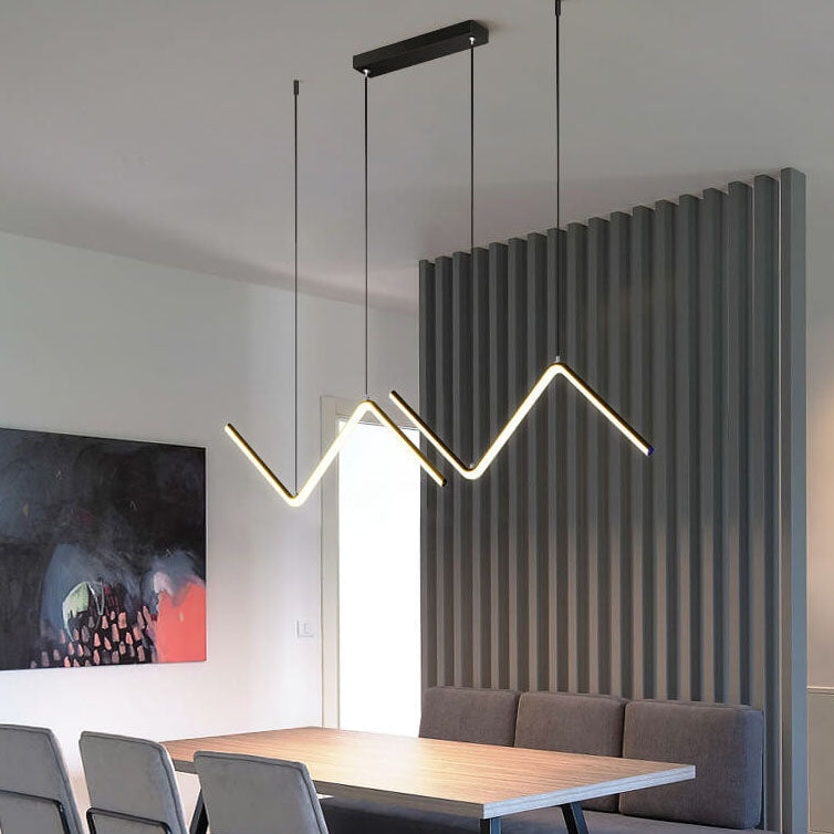 Modern Minimalist N Shaped LED Chandelier - Aluminum & Silicone for Dining Room