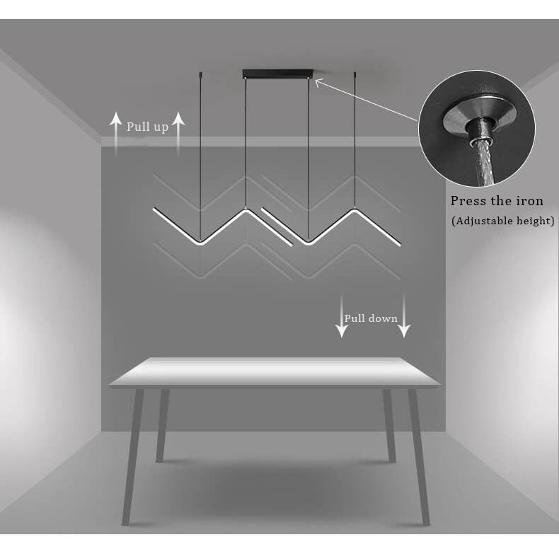 Modern Minimalist N Shaped LED Chandelier - Aluminum & Silicone for Dining Room