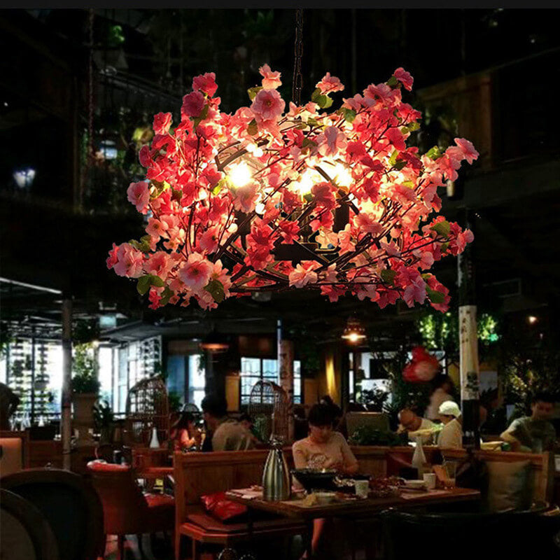 Colorful Flower 3-Light Globe Chandelier - Modern Floral Pendant Lighting for Home Decor, Bohemian Style Fixtures, Unique Indoor Illumination